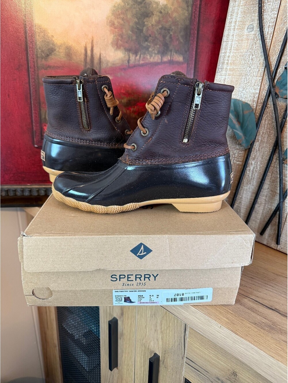 Sperry Saltwater Women's 6.5W Brown Leather Waterproof Boots